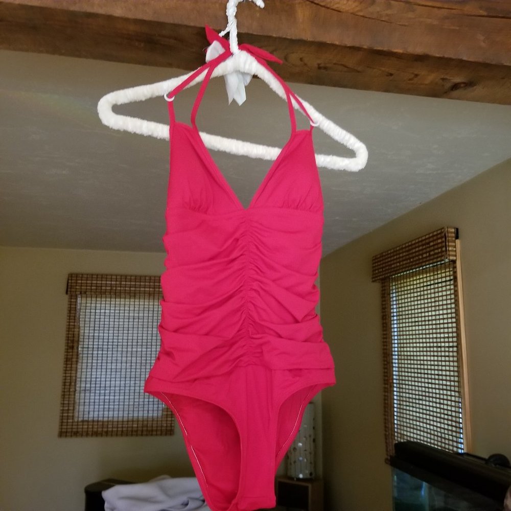 Red one-piece womens' bathing suit